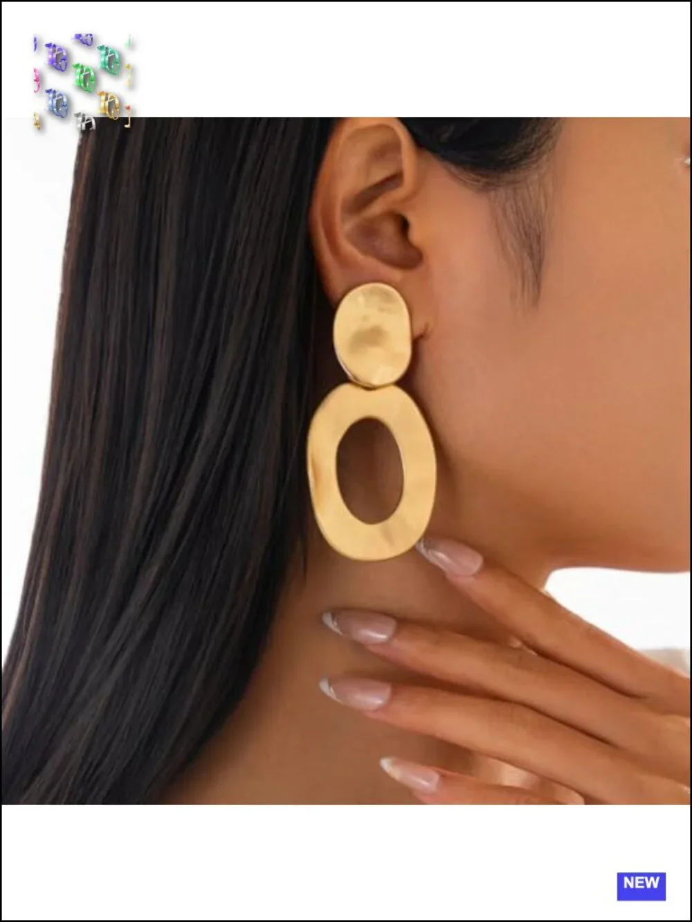Large Chunky Gold Circle Statement Earrings Exaggerated Geometric Dangle for